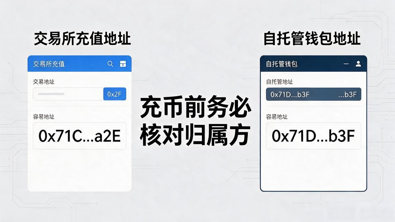 数字货币充值地址选择_数字货币充值地址选错链导致资产归零的常见陷阱_交易所地址与自托管钱包地址充值的区别