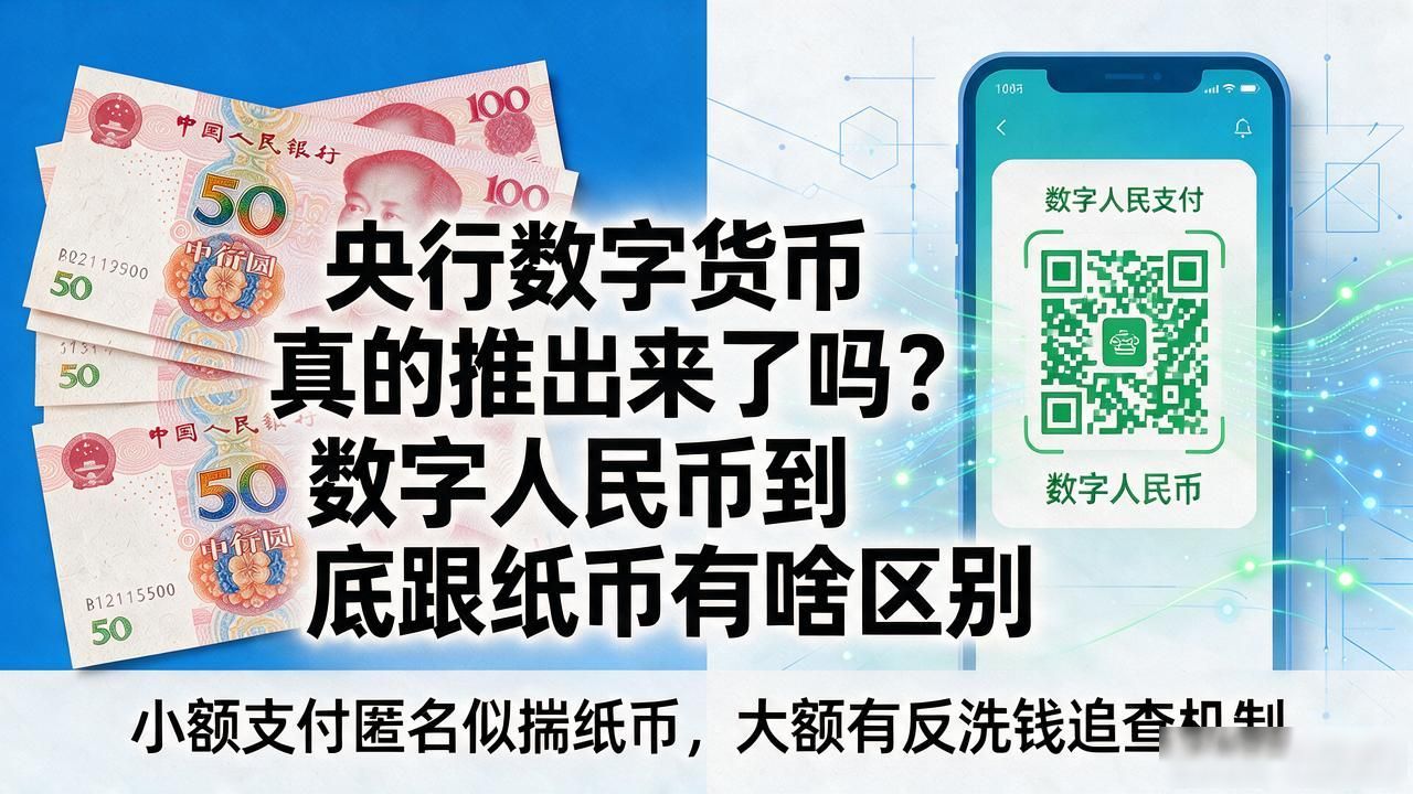 央行数字货币真的推出来了吗？数字人民币到底跟纸币有啥区别